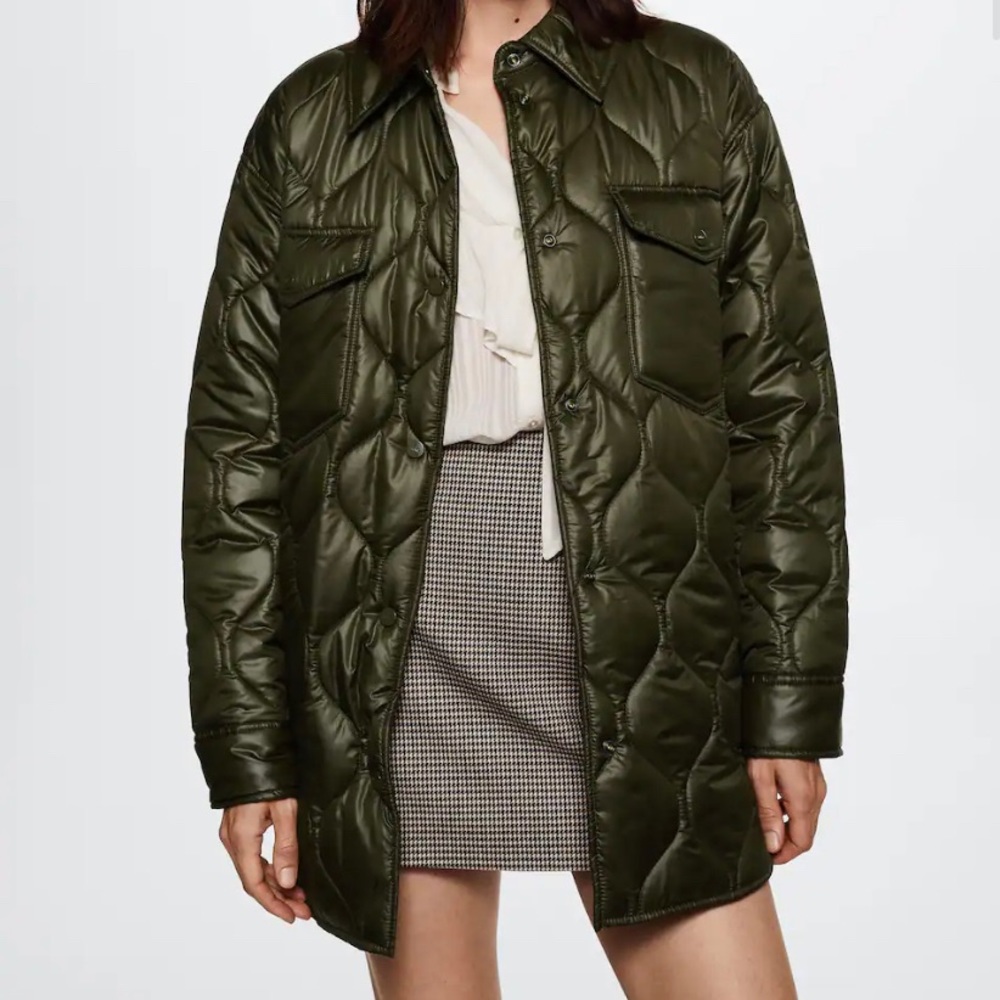 Lightweight oversized padded coat olive color L